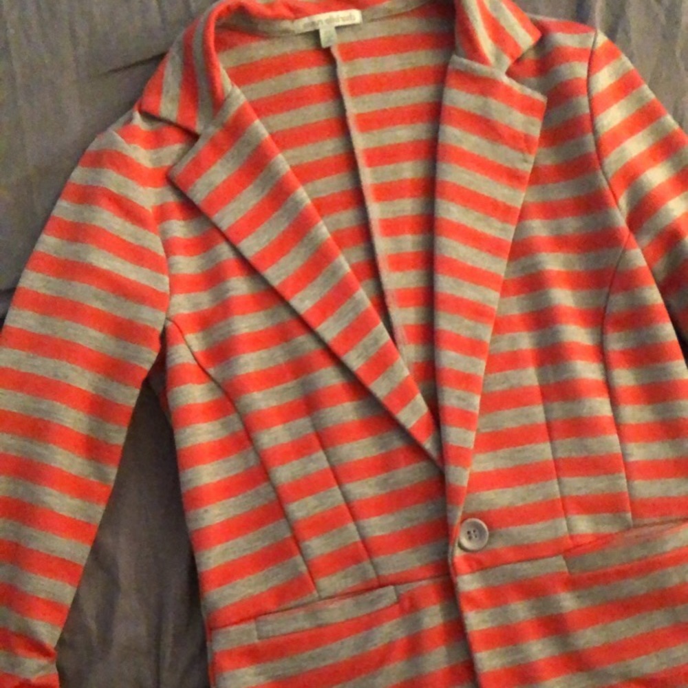 Xs Charlotte Russe gray and coral striped blazer